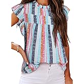 SHEWIN Womens Summer Crewneck Tank Tops Casual Ruffle Sleeveless Tops Shirts