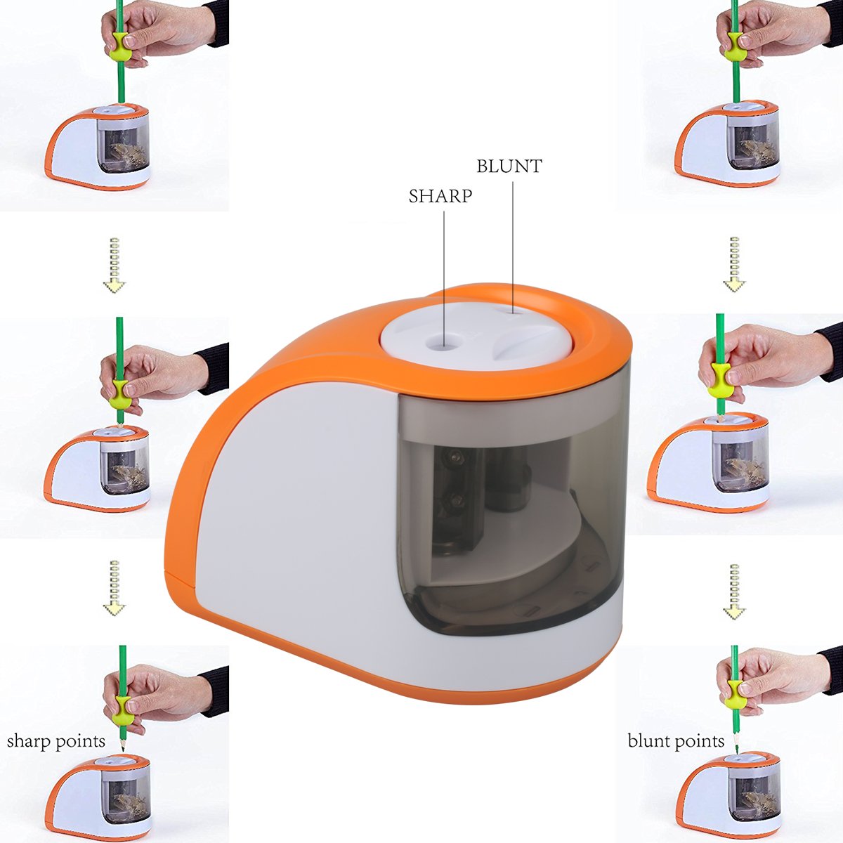 Electric Pencil Sharpeners with 2 Holes 6-8mm Both Power Cord and Battery Opreat for Colored Pencils