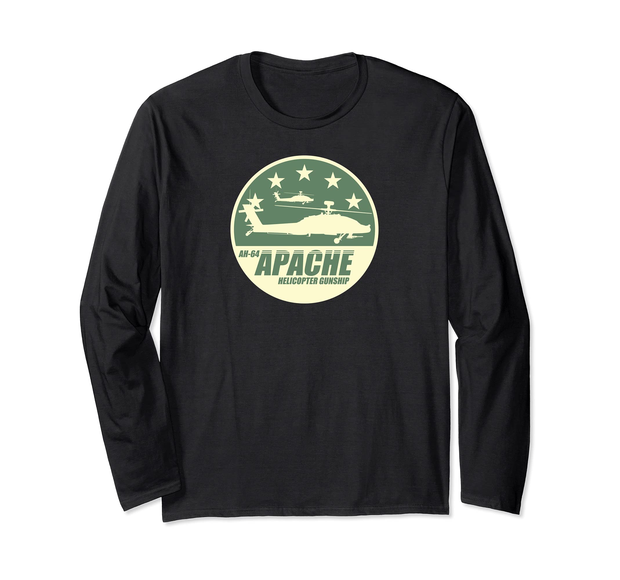 AH-64 Apache Helicopter Gunship Long Sleeve T-Shirt