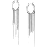 AllSaints Women's Chain Fringe Hoop Earrings