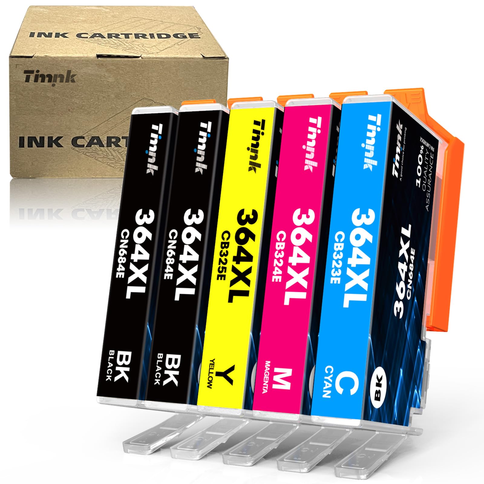 Timink 364XL Replacement for HP 364 364XL Ink Cartridges Compatible for HP Deskjet 3070A Officejet 4620 4622 Photosmart 5510 5520 5524 6510 6520 6515 7510 7520 (2 Black, 1Cyan, 1Magenta, 1Yellow, 5P)