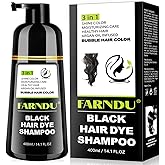 Farndu Black Hair Dye Shampoo- Gray Coverage, Herbal Natural 3 in 1 Hair Color Shampoo for Men & Women