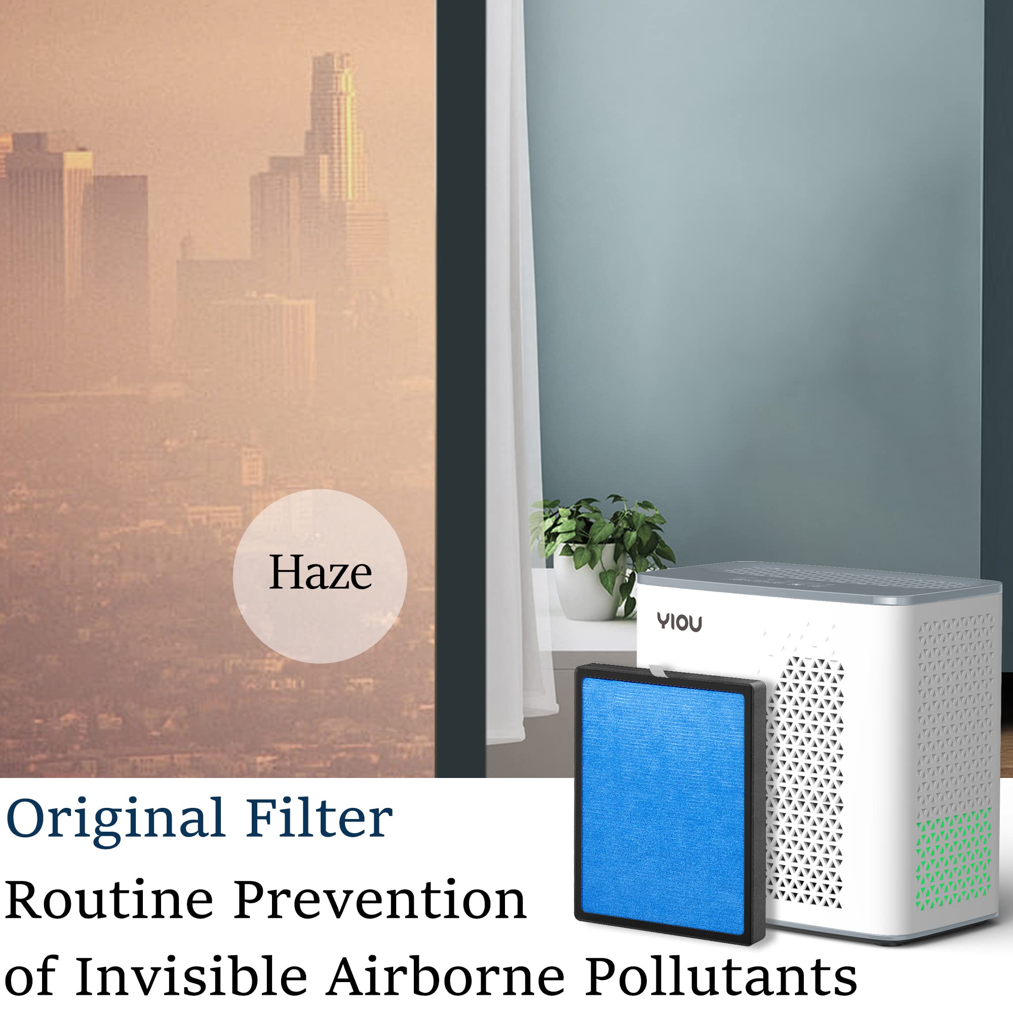 YIOU Air Purifier for Home Large Room up to 547 ft², H13 True HEPA Air Filter 20dB Air Cleaner Odor Eliminator for Allergies Smoke Dust Pollen, Grey, 7