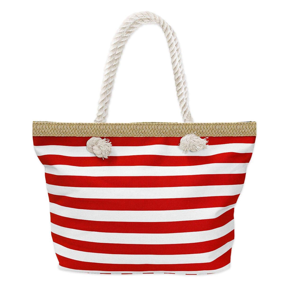 SoulCats® Shopper leisure bag Beach bag in timeless striped pattern in red
