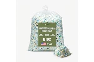 Bean Products Shredded Foam Filling Made from Recycled Materials – Long Lasting Shredded Bean Bag Filler Foam - Lightweight Moldable Foam Filling - 5 LBs