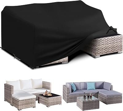 PATIO PLUS Garden Furniture Cover 170x94x71cm PU Coating 600D Oxford Black