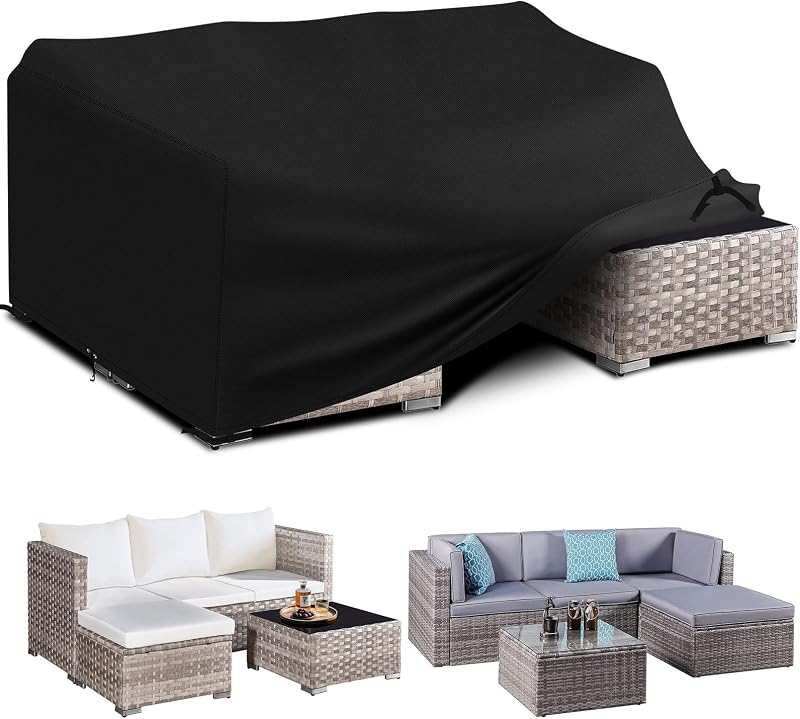PATIO PLUS Garden Furniture Cover 170x94x71cm PU Coating 600D Oxford Black