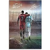 Messi Ronaldo Poster Wall Art Canvas Print Poster Home Bathroom Bedroom Office Living Room Decor Canvas Poster Unframe: 16x24inch(40x60cm)