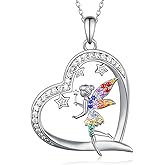 TYSO Fairy Necklace 925 Sterling Silver Fairy Wings Dust Princess Pendant Necklace Jewelry Gifts for Women