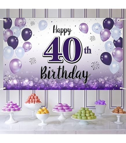 Happy 12th Birthday Backdrop Banner Purple Theme Background With Shiny - View #7