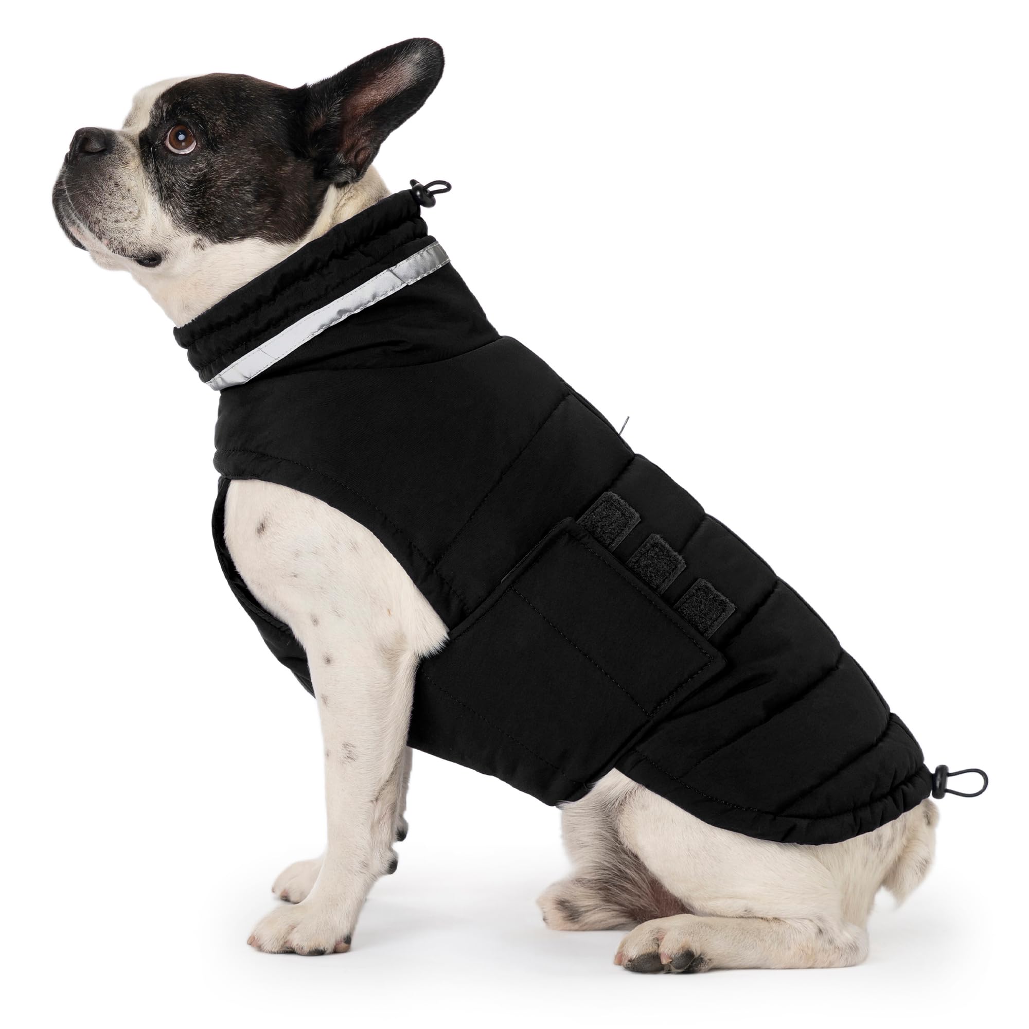 Mklhgty Dog Coat, Waterproof Winter Jacket, Warm Windproof Jacket, Reflective Adjustable Turtleneck Coats for Small Dogs with Hook & Loop - Black - S