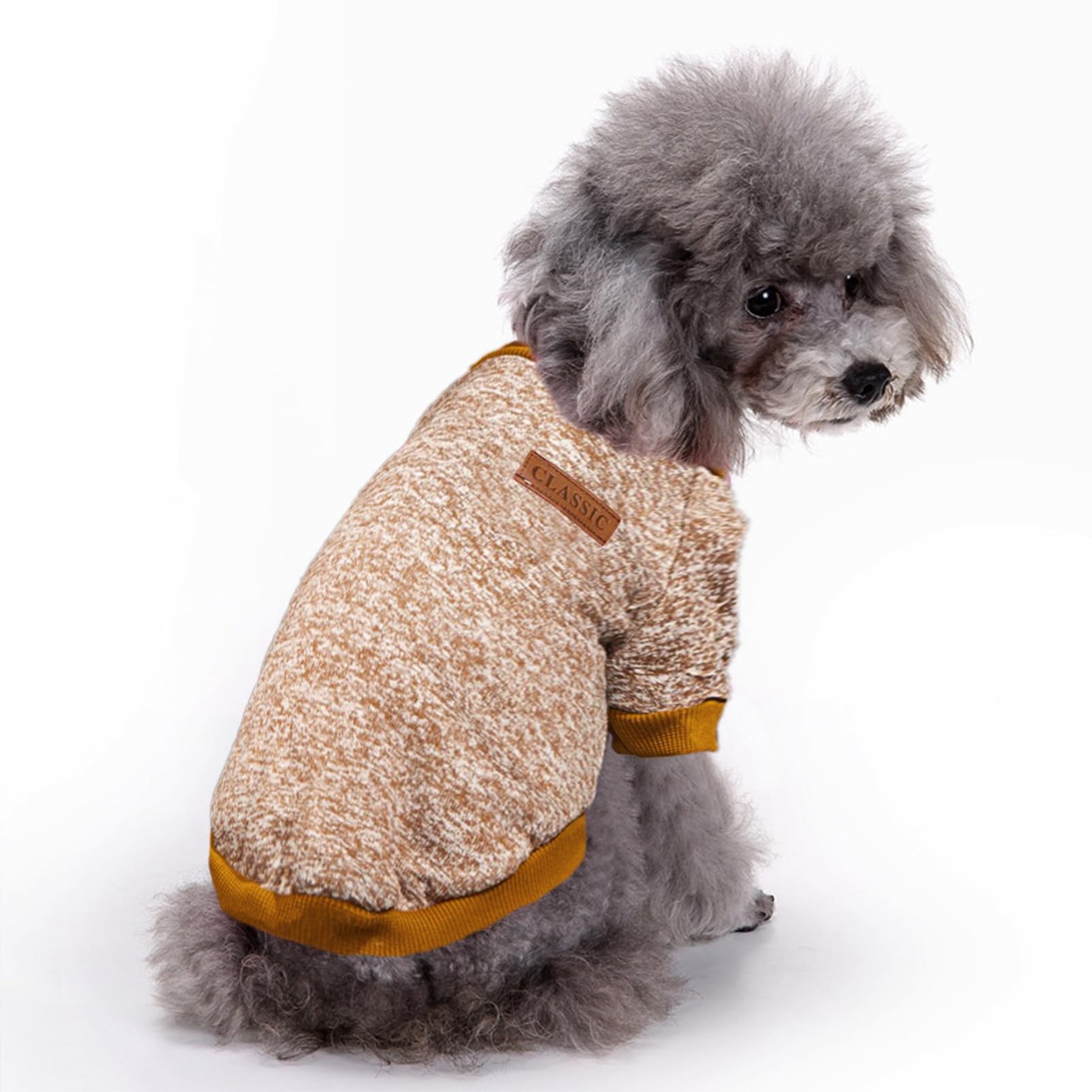 Jecikelon Pet Dog Clothes Dog Sweater Soft Thickening Warm Pup Dogs Shirt Winter Puppy Sweater for Dogs (Khaki, XL)
