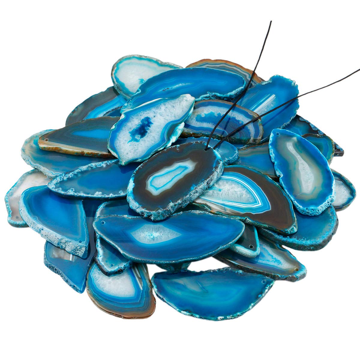 KYEYGWO Top Drilled Irregular Agate Quartz Slice Pendant Jewelry Charms for Jewelry Making, Pack of 10