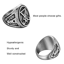 Hipunk Sigil of Lucifer Satanic Ring - Men Gothic