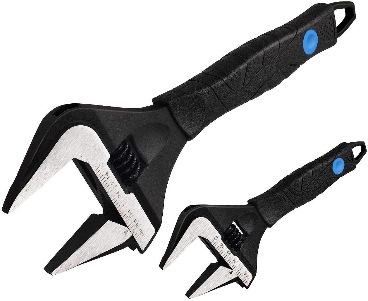 MAXPOWER Adjustable Wrench, Pack of 2 Stubby Deep Jaw Wide Opening