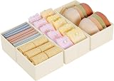 Homsorout 4 Pack Baby Drawer Organiser Beige Foldable Storage Boxes