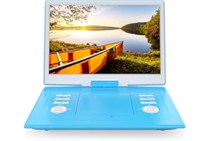 PJGCWB 17.9" Portable DVD Player with 15.6" Large HD Screen, 4-6 Hours Rechargeable Battery, Support USB/SD Card/Sync TV and Multiple Disc Formats, High Volume Speaker,Black[Not Support Blu-Ray] (Blue)