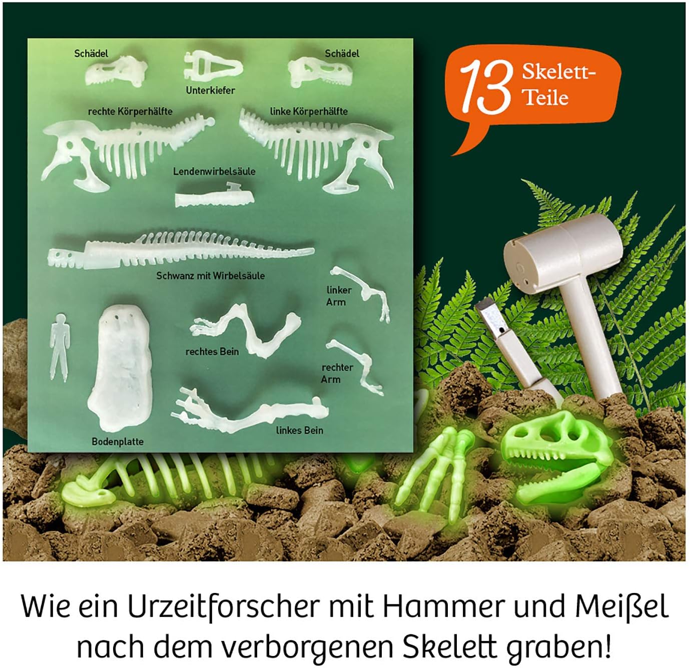 Kosmos 658021 Noctilucent T-REX Experiment Set for Children from 7 Years, Dinosaurs, Fossils, Excavation, Prehistoric Time - Image 5