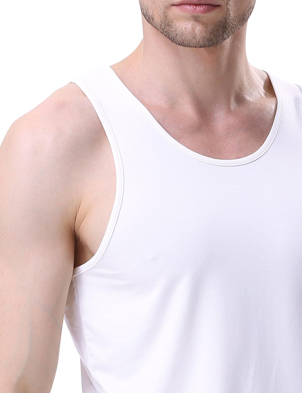 DAVID ARCHY Men's Bamboo Rayon & Cotton Undershirts Crew Neck Tank Tops in 3 or 4 Pack: Clothing