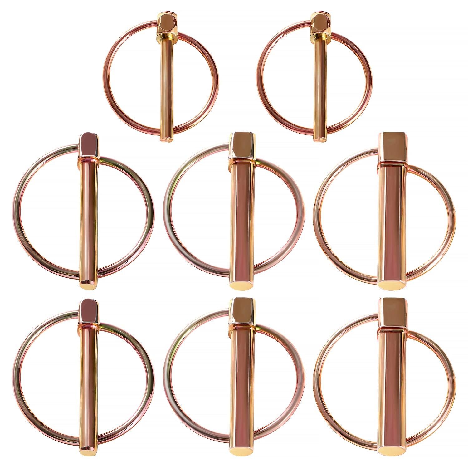 YIXISI 8 PCS 4.5 / 6 / 8 / 10 mm Lynch Pin Assortment Kit, Round Shape Lynch Retaining Pins, Carbon Steel Trailer Lock Pin, Linch Pins, for Tractor, Trailer, Truck, Mower, Digger, Boat