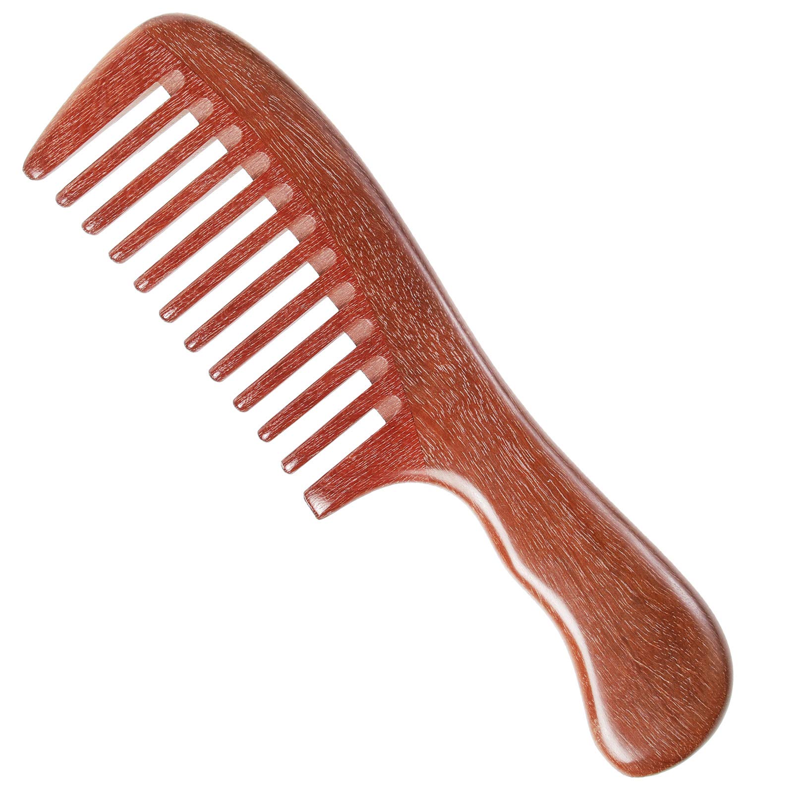 Onedor Handmade 100% Natural Red Sandalwood Hair Combs - Anti-Static Sandalwood Scent Natural Hair Detangler Wooden Comb (Extra Wide Tooth)