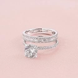 SWEETSHION 2PCS Couple Diamond Rings, Luxury