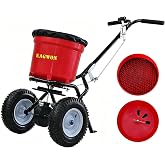 EAGWON 50lb Broadcast Spreader, Capacity Lawn Spreader &amp; Fertilizer Spreader, Rustproof Poly Hopper, Adjustable Drop Rate, All-Terrain Pneumatic Tires, Epoxy-Coated Frame for Lawn Care, Red
