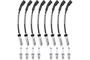 OZIKUTECH High Performance Spark Plugs and Wires Fit for 1999-2013 Chevy Silverado 1500 2500 Tahoe Suburban Avalanche GMC Sierra Yukon Escalade, Replace for 9748HH 9748UU 41-162 41-110, with 4.8 5.3 6.0 6.2 V8