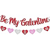 Be My Galentine Banner Glitter Heart Garland Happy Galentine’s Day Decoration Celebrate Girl Female Friendship Valentine Party Decor Red and Pink Valentine‘s Day Decoration