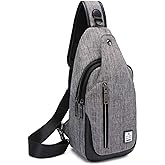 tuowan Small Sling Bag Crossbody Backpack Over the Shoulder Bag for Men Women Travel Outdoors, Lightweight Sling Chest Pack (Large, Grey)