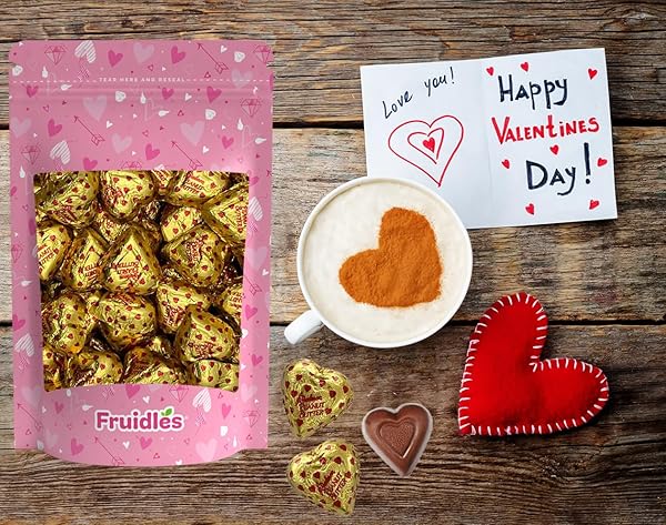 FRUIDLES VALENTINE’S MILK PEANUT BUTTER CHOCOLATE HEARTS, MILK CREAMY CHOCOLATY HEARTS, HOLIDAY TREATS, INDIVIDUALLY WRAPPED FOILS, KOSHER CERTIFIED DAIRY (HALF-POUND)