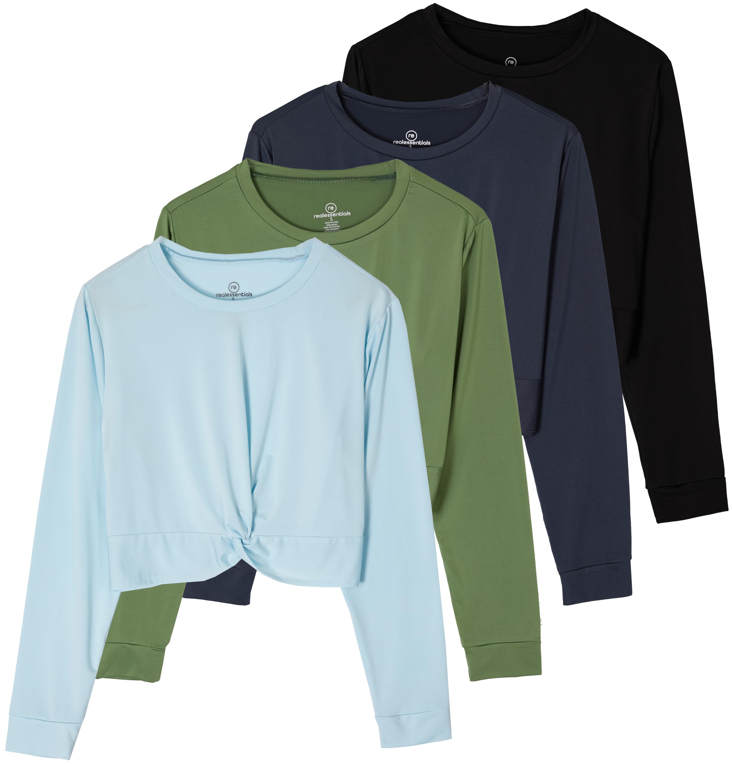 Photo 1 of 4 Pack: Women's Plus Size Quick Dry Dri Fit Long Sleeve Shirts Women Crop Top Tops Crew Athletic Cropped Tee T-Shirt Twist Front Workout Womens T-Shirts Yoga Tees Running Active Gym - Set 3, 3X