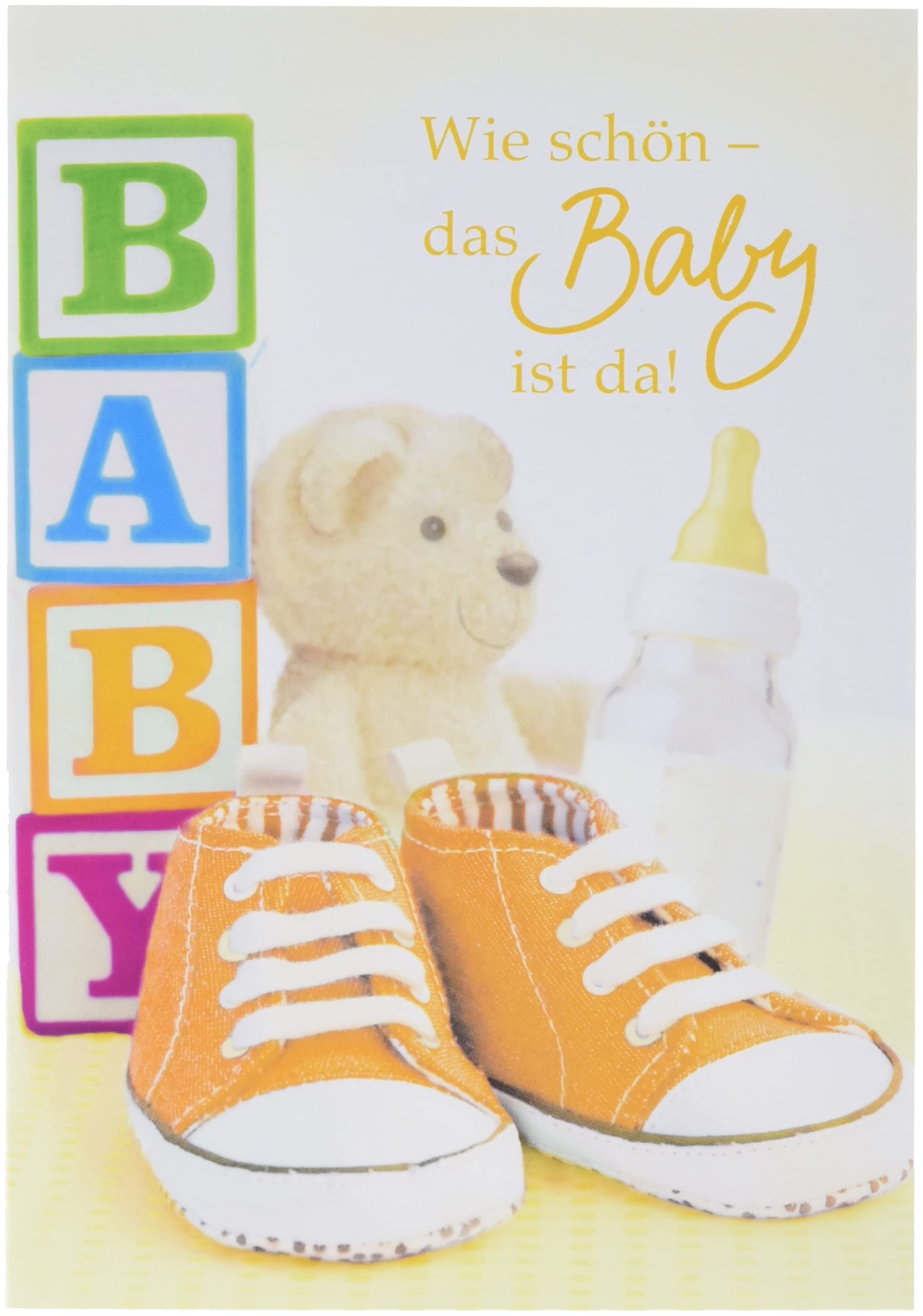 Birth Card Basic Classic Baby Card - Birth Card Shoes - 11.6 x 16.6 cm