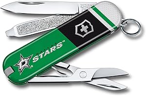 Victorinox Classic SD Swiss Army Knife – Compact 7 Function Swiss Made Pocket Knife with Small Blade, Screwdriver and Key Ring – Dallas Stars