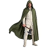 UQJE Renaissance Cloak with Hood Linen Medieval Hooded Cape for Renaissance Costume