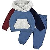 HonestBaby 2-Piece Fleece-Color Block Hoodie and Sweatpant Set 100% Organic Cotton for Infant Baby and Toddler, Boys