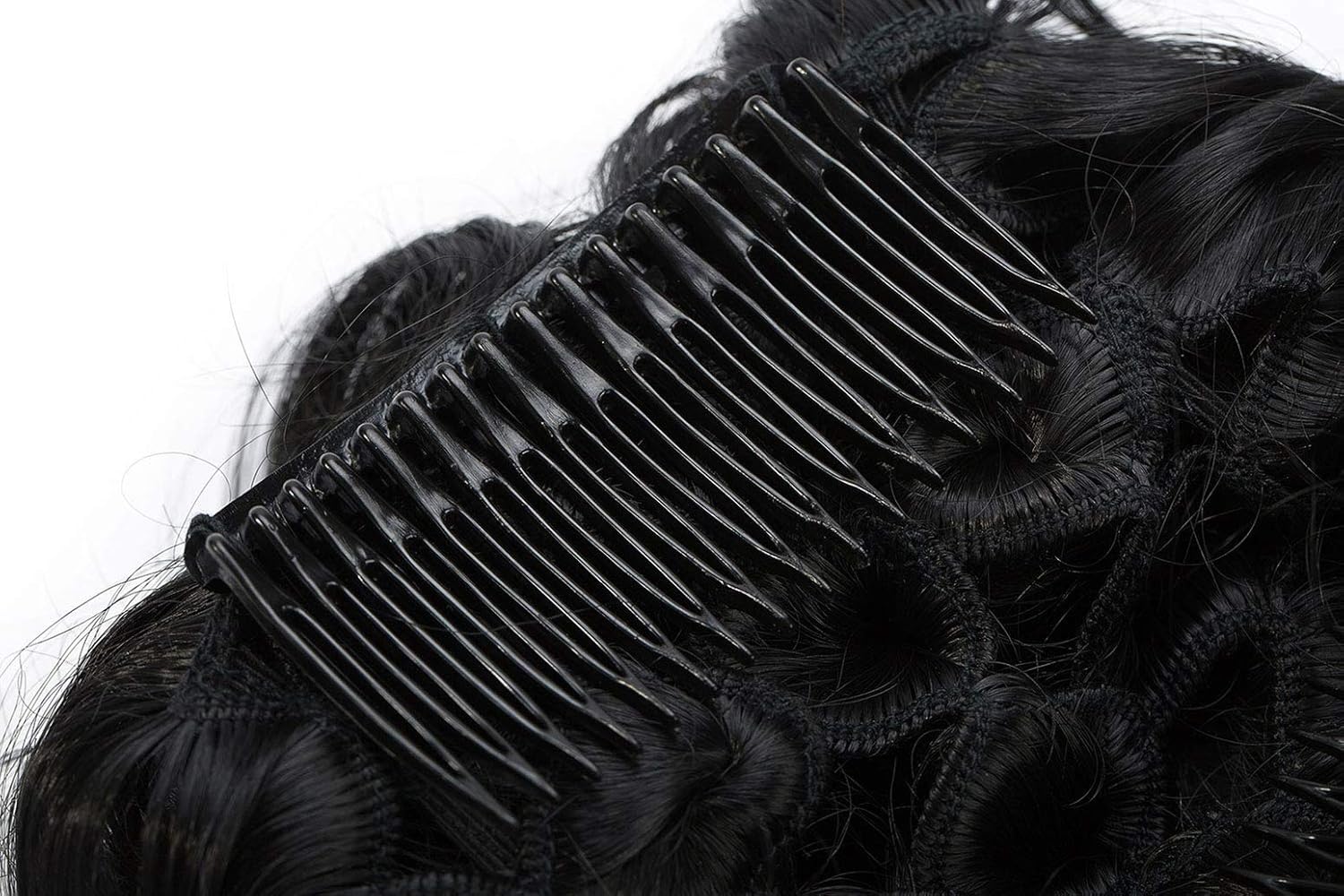 Short Combs Messy Curly Wavy Hair Extensions Bun Piece Up Do Drawstring Ponytail Clip in Comb Hair Extensions Chignon Dark Black - Image 3