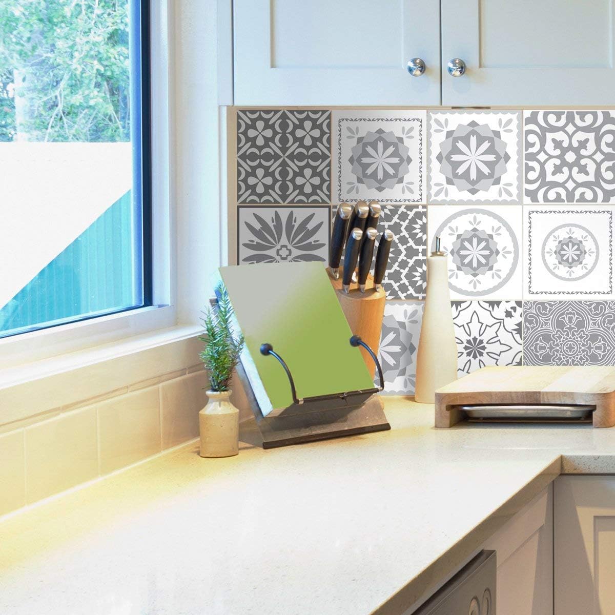 Ambiance Sticker Self-Adhesive Decorative Wall Decal Cement Tile for Bathroom and Kitchen Nuances de Gris Cordoba - Image 3