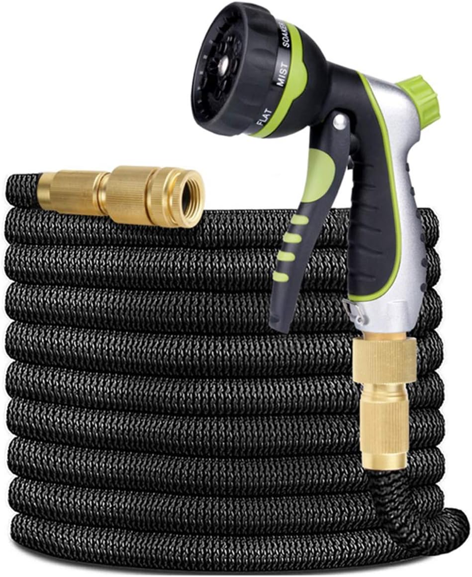 Landrip Garden Hose 50ft,Expandable Garden Hose with Double Latex Core;No-Kink Hosepipes with Metal Spray Gun and Solid Brass Fittings for Gardening Car Washing Pet Bathing