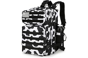Lovelinks21 25L Tactical Backpack Military Tactical Backpack for Men and Women Small Assault Pack Outdoor Travel Hiking Camping Rucksack with Molle Webbing (Cow Print)