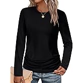 SAMPEEL Long Sleeve Shirts for Women Ruched Fall Tops Crew Neck T Shirts Fashion Clothing 2025