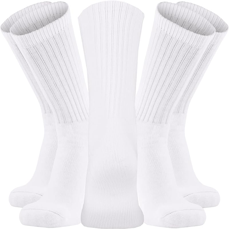 Kensington Men’s Sport Socks 10 Pairs White Crew Cushioned Cotton Size 6-11