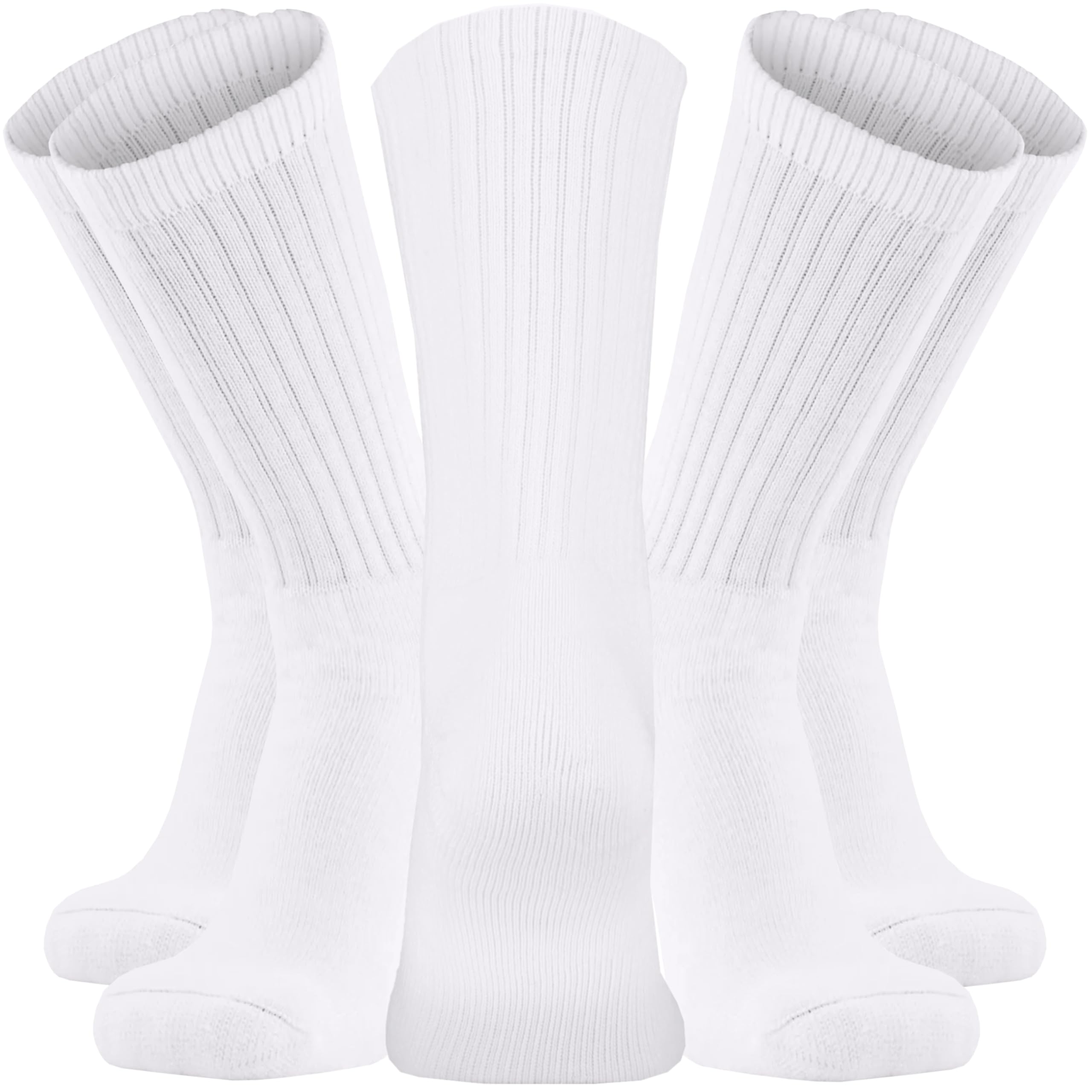 Kensington® Men’s Sport Socks – 10 Pairs, White Crew Socks (Size 6-11) – Cushioned Cotton for Gym, Running & Everyday Use