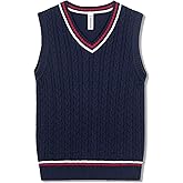 BOBOYOYO Boys Sweater Vest Unisex Cable Knit 100% Cotton Toddler Uniform Vest for Little Big Childrens Kids Teenage Girls