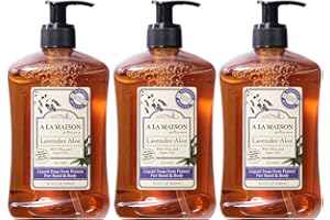 A LA MAISON Liquid Soap, Lavender Aloe - Uses: Hand and Body, Triple Milled, Essential Oils, Biodegradable, Plant Based, Vegan, Cruelty-Free, Alcohol & Paraben Free (16.9 oz, 3 Pack)
