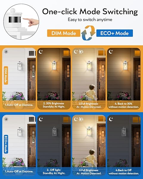 VIANIS 2 PACK MOTION SENSOR PORCH LIGHT, OUTDOOR GARAGE LIGHTING FIXTURES WALL MOUNT, WHITE OUTSIDE LED LIGHTS FOR HOUSE, DUSK TO DAWN EXTERIOR SCONCES WALL LIGHTING LANTERN LAMPS FOR FRONT DOOR COACH