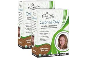 Light Mountain Henna Hair Color & Conditioner, Color the Gray - Light Brown Hair Dye for Men/Women, 2-Step Chemical-Free, Semi-Permanent Hair Color for White, Gray, and Blonde Hair, 7 Oz (Pack of 2)