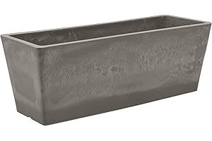 Arcadia Garden Products PSW U45CT Plastic/Stone/Wood Composite Simplicity Window Box, No Drainage Hole (Drillable), 17.5" x 7" x 6", Cement Color