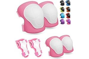 CKE Knee Pads for Kids Knee Pads and Elbow Pads Toddler Protective Gear Set Kids Elbow Pads and Knee Pads for Girls Boys with Wrist Guards 3 in 1 for Skating Cycling Bike Rollerblading Scooter-Pink M