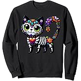 Dia De Los Muertos Cinco De Mayo Cat Sugar Skull Men Women Sweatshirt